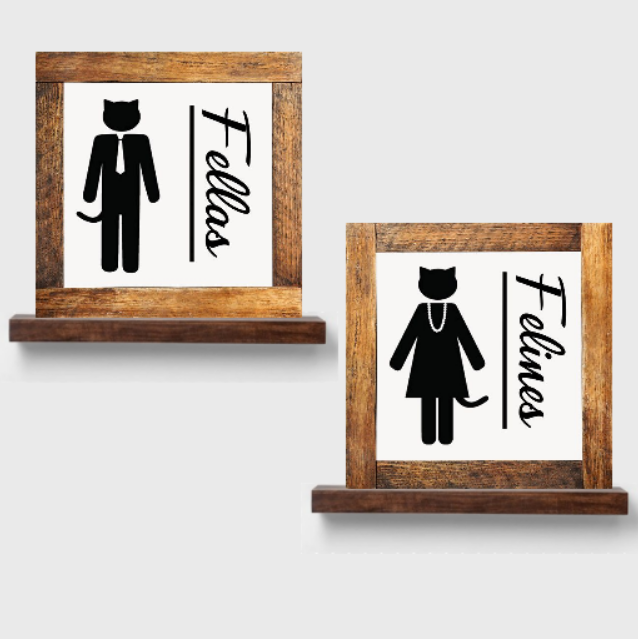 arlissbryant's tweet image. Mens And Womans Bathroom Signs Felines &amp;amp; Fellas Cat lovers Gift Idea tuppu.net/8fc96a10 #WainfleetTradingPost #Shopify #BathroomSigns