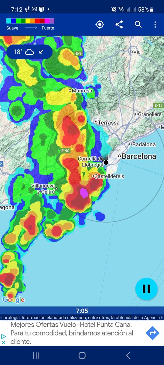 Mucha precaución hoy a primera hora. El radar de lluvia avisa que viene fuerte temporal en los próximos minutos.  Ojo con el coche.