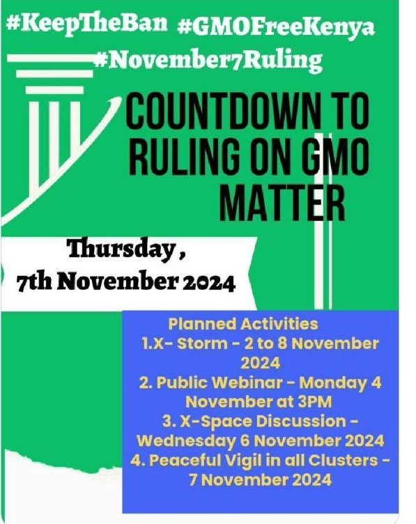 Kenyan Peasants League (@peasantsleague) on Twitter photo As we await the #November7Ruling we have organized a Webinar to update the public on the status of the matter. Click the link below 👇🏿 to join
meet.google.com/rax-keqm-jgy #FarmersSeeds #KeepTheBan #GMOFreeKenya <a href="/1000currents/">Thousand Currents</a> <a href="/via_campesina/">La Via Campesina (Official EN)</a> <a href="/_Atamba/">Emmanuel Atamba</a> <a href="/arendeoriri/">Kevin Arende Oriri</a> <a href="/cidioti/">Cidi Otieno</a> <a href="/KPL_Women/">KPL Women Articulation</a> As we await the #November7Ruling we have organized a Webinar to update the public on the status of the matter. Click the link below 👇🏿 to join
meet.google.com/rax-keqm-jgy #FarmersSeeds #KeepTheBan #GMOFreeKenya <a href="/1000currents/">Thousand Currents</a> <a href="/via_campesina/">La Via Campesina (Official EN)</a> <a href="/_Atamba/">Emmanuel Atamba</a> <a href="/arendeoriri/">Kevin Arende Oriri</a> <a href="/cidioti/">Cidi Otieno</a> <a href="/KPL_Women/">KPL Women Articulation</a>
