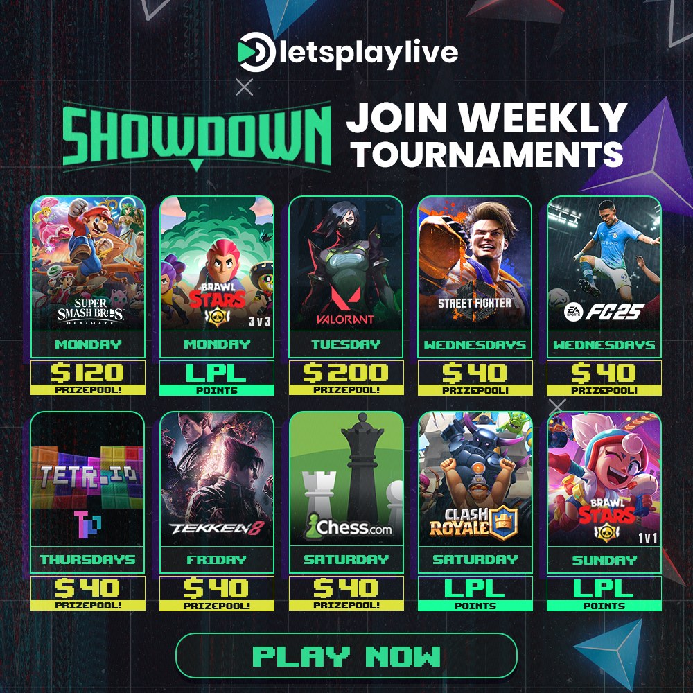 letsplayliveGG's tweet photo. Are you tired of:
๐ก ranked games with no real rewards?
๐ก waiting for seasonal cups?
๐ก committing to lengthy competitions?
Check out our nightly Showdown tournaments with prize pools up to $200 AUD! ๐ฐ
Create your account today and start playing!
https://t.co/SVRr0GLDdI https://t.co/olxgo15cLI
