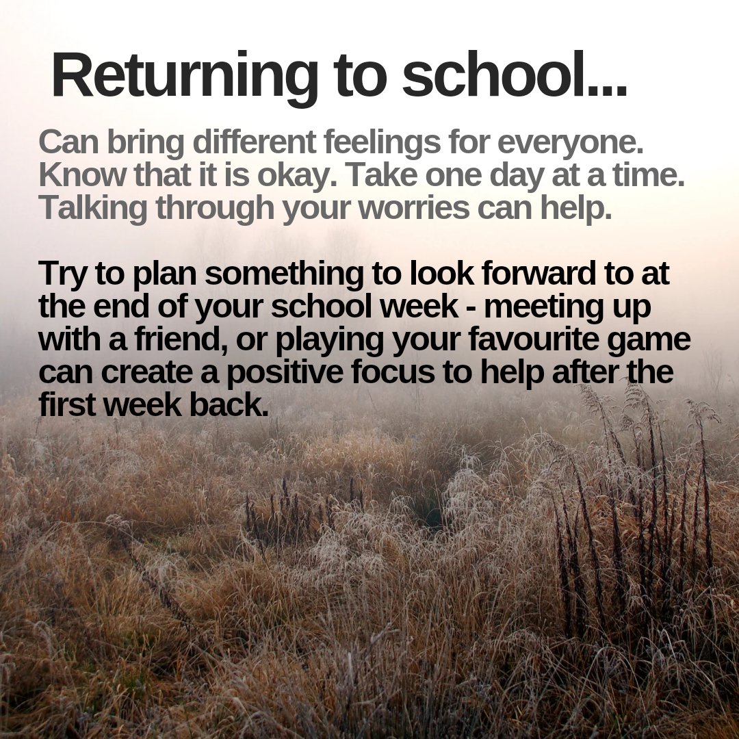 With many #schools returning today, it is important to remember that it can bring mixed #feelings for children and young people. All feelings are valid. You can talk to a trusted person, talk through your worries, or plan something to look forward to at the end of the week