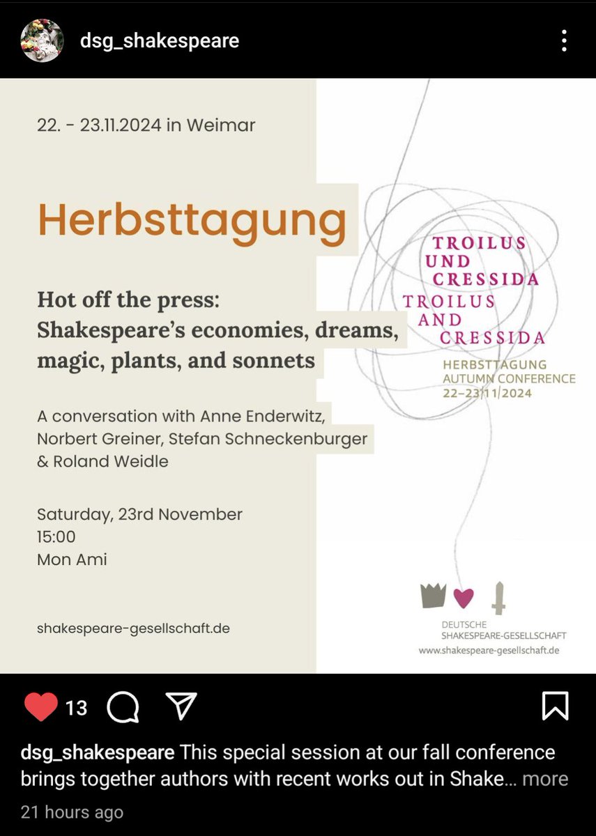 After #Halloween our #DSG fall conference is approaching quickly. Join us for a number of talks, exhibitions, an #Othello performance and a #Shakespeare book launch roundtable 📚