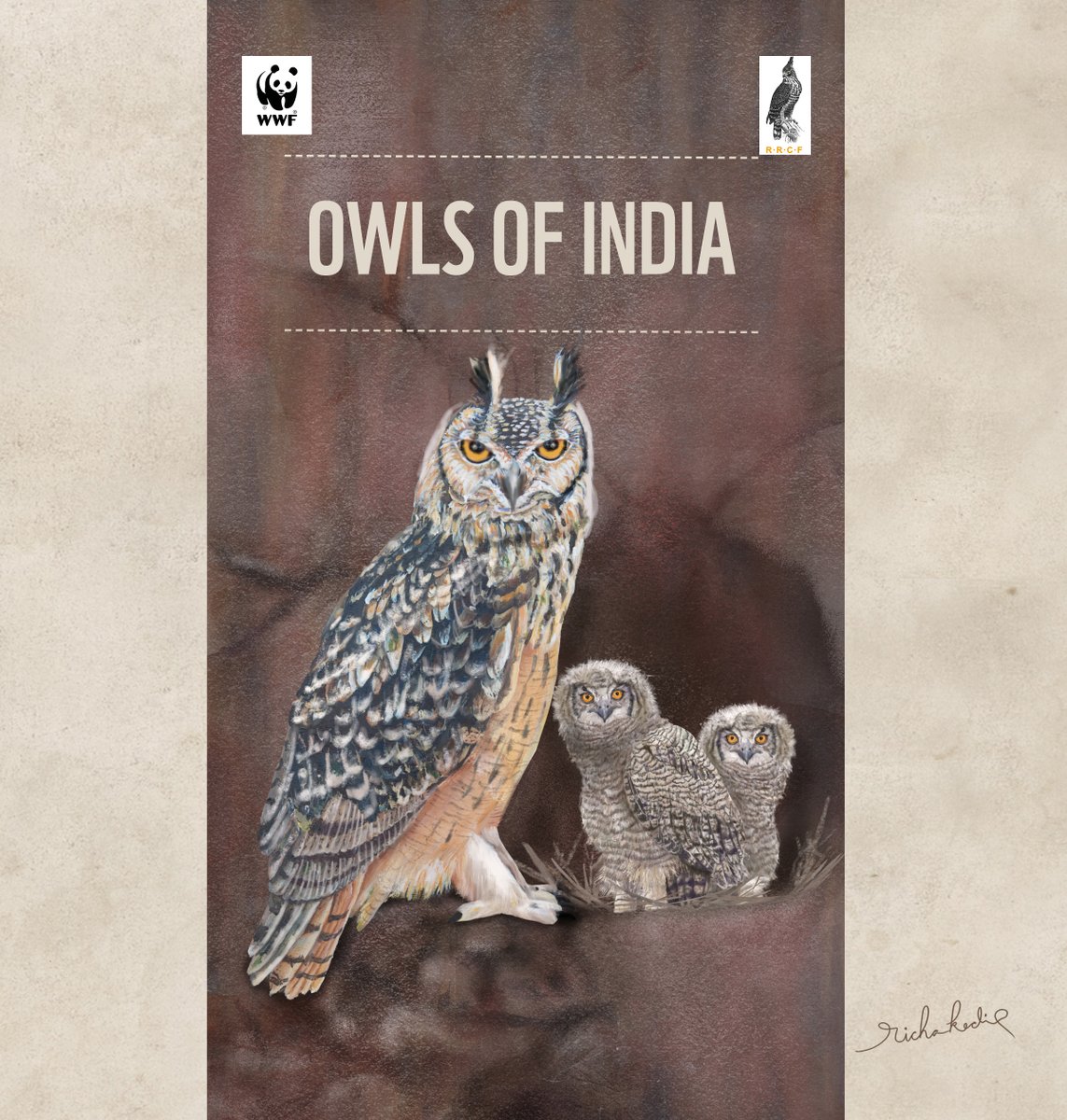 RichaKedia's tweet photo. Discover the majestic world of Indian Owls with @wwfindia's brochure featuring 36 owl species. Our cover proudly showcases the magnificent Indian Eagle Owl with its adorable offspring.
#owlsofindia #indiaves https://t.co/EU2OO00W43