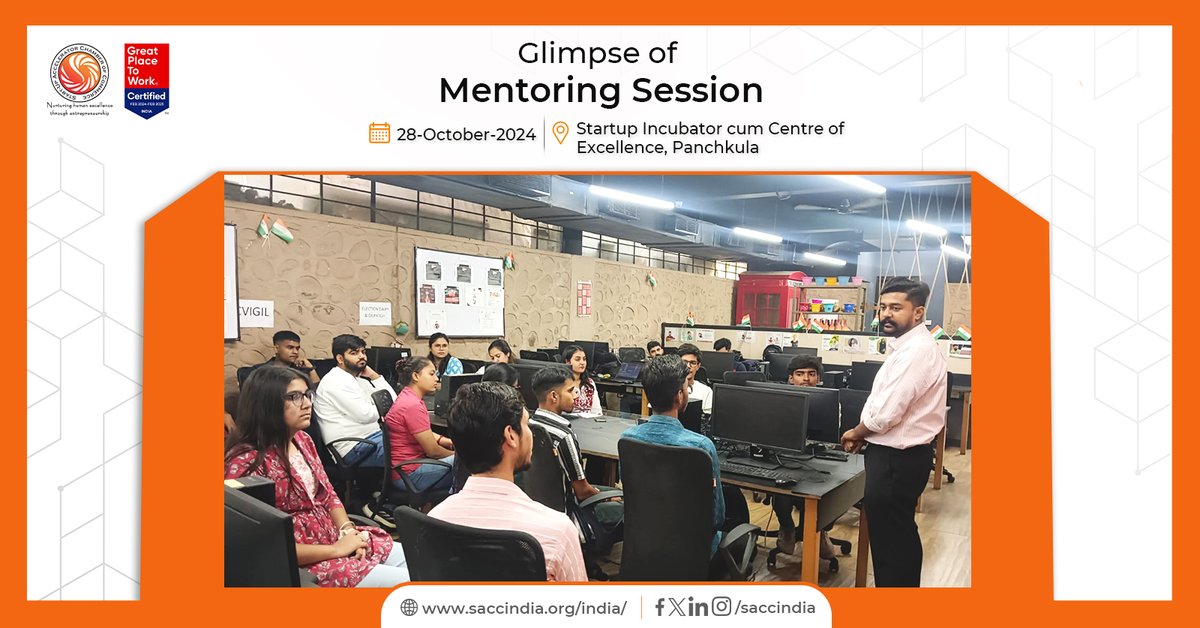 saccindia's tweet image. 🌟 A Day of Insights at #SACCIndia! 🌟

On Oct 28, 2024, SACC India hosted a #mentoring session with Mr. Rohit Tindal, Industrial Extension Officer, at the #StartupIncubator in Panchkula. #Entrepreneurs gained key insights into Haryana&apos;s #startup schemes and #policies. 🚀