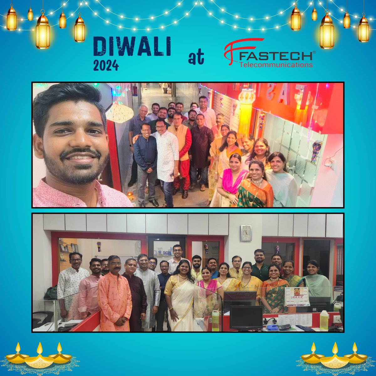 fastech_T's tweet image. Celebrating Diwali with joy, laughter, and the best team!

The Fastech family joyously celebrated the festival of Diwali, embracing the warmth of traditions, the brightness of lights, and the sweetness of togetherness.

#Fastech#DiwaliCelebrations #FastechTelecommunications