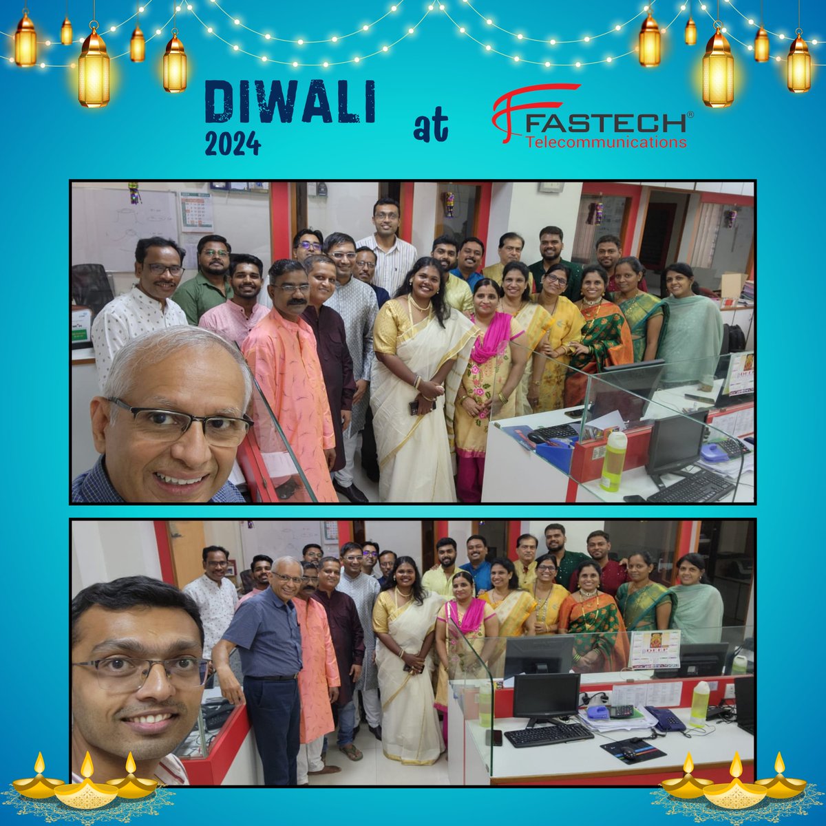 fastech_T's tweet image. Celebrating Diwali with joy, laughter, and the best team!

The Fastech family joyously celebrated the festival of Diwali, embracing the warmth of traditions, the brightness of lights, and the sweetness of togetherness.

#Fastech#DiwaliCelebrations #FastechTelecommunications