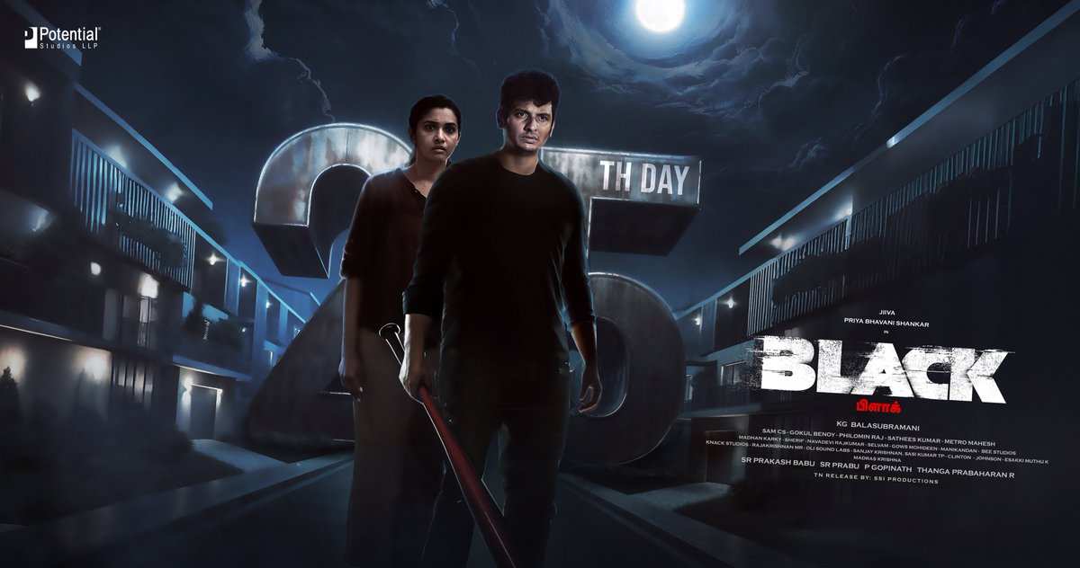 Potential Studios LLP (@potential_st) on Twitter photo The suspense of #BLACK has captivated audiences for 25 days! If you haven’t seen it yet, now’s the time to experience the thrill!
#BLACK25Days
#BLACKRunningSuccessfully
<a href="/JiivaOfficial/">Jiiva</a> <a href="/priya_Bshankar/">Priya BhavaniShankar</a> @kgBalasubramani <a href="/actorvivekpra/">Actor Vivek Prasanna</a> #ShivaShahra <a href="/iamswayamsiddha/">Swayam</a> <a href="/gokulbenoy/">gokul benoy</a> The suspense of #BLACK has captivated audiences for 25 days! If you haven’t seen it yet, now’s the time to experience the thrill!
#BLACK25Days
#BLACKRunningSuccessfully
<a href="/JiivaOfficial/">Jiiva</a> <a href="/priya_Bshankar/">Priya BhavaniShankar</a> @kgBalasubramani <a href="/actorvivekpra/">Actor Vivek Prasanna</a> #ShivaShahra <a href="/iamswayamsiddha/">Swayam</a> <a href="/gokulbenoy/">gokul benoy</a>