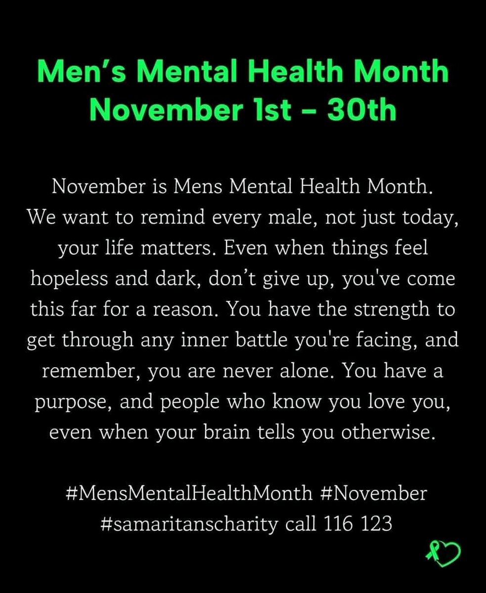 TalkTonightSelb's tweet photo. This November, let's break the stigma surrounding men's mental health. 🌟 It's okay to talk, seek help, and support each other. Your mental well-being matters. 💙 #MensMentalHealthMonth #BreakTheStigma #YouAreNotAlone 
#it'soknottobeokay #talktonightselby https://t.co/ikamgFGXzh