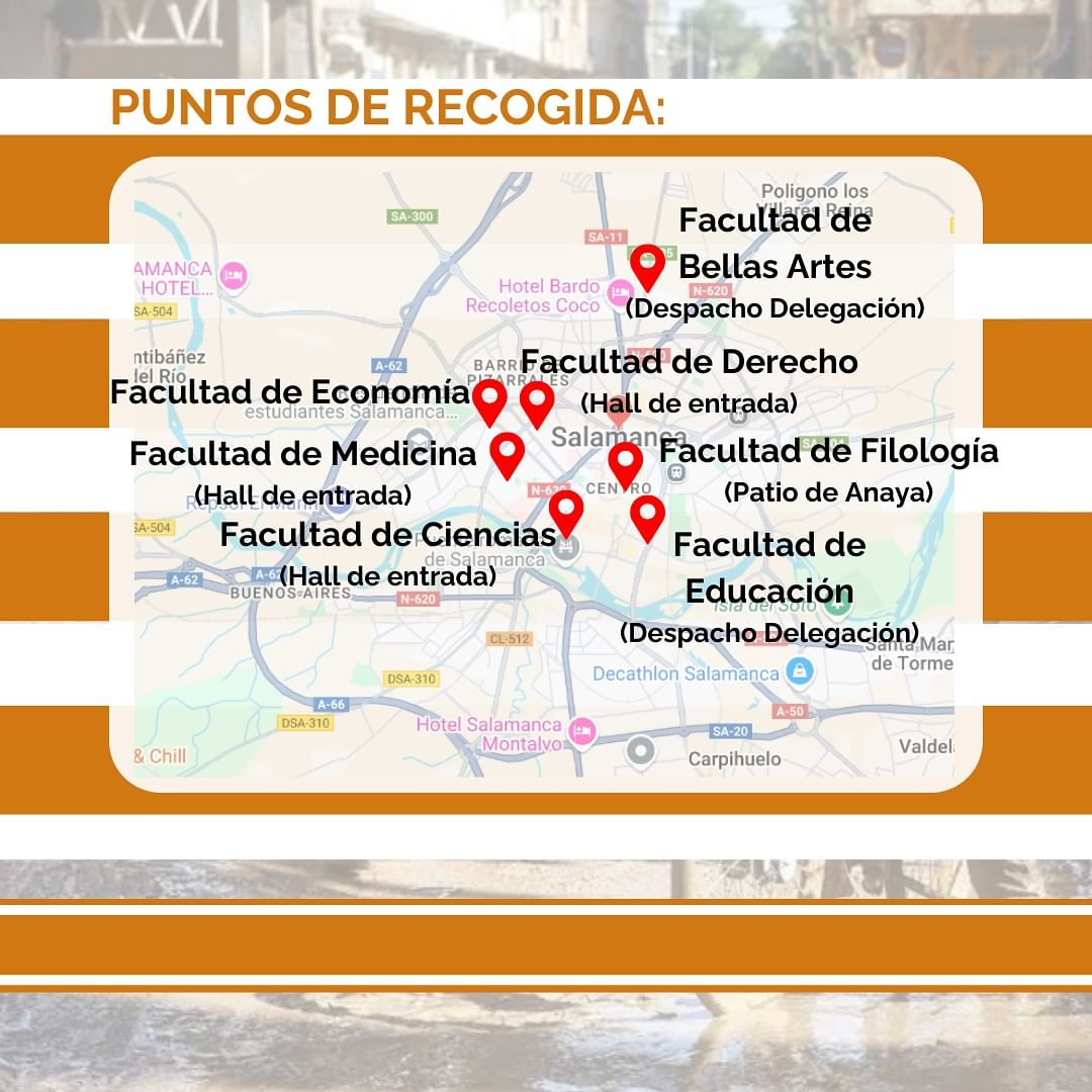 📢 El Consejo de Delegaciones de estudiantes de la Universidad de Salamanca lanza una campaña solidaria de recogida de alimentos y materiales con el fin de apoyar a las personas afectadas por las recientes riadas que han golpeado el este de España. 

La iniciativa, impulsada por