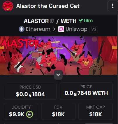 AlastorOnETH's tweet photo. DexScreener updated!

Chart : https://t.co/5vuLbTuNnd

TG https://t.co/c6dX1NL4AV https://t.co/8JiM0azLJs