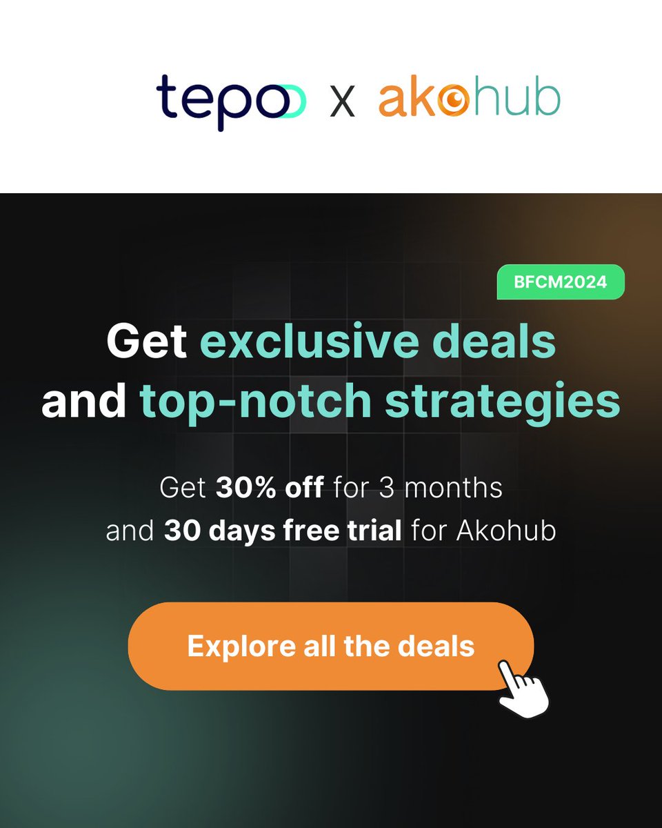 tepo_app's tweet photo. BFCM is just 10 weeks away!
This year, we’re teaming up with our partner @AkohubTeam, to bring you top-notch BFCM strategies and exclusive deals, saving UP TO 30%:
👉30 days free trial with Ako Marketing: Loyalty &amp; Retargeting
👉+20 exclusive BFCM codes: https://t.co/K8MQG7qv1R https://t.co/co3JjwDxyL