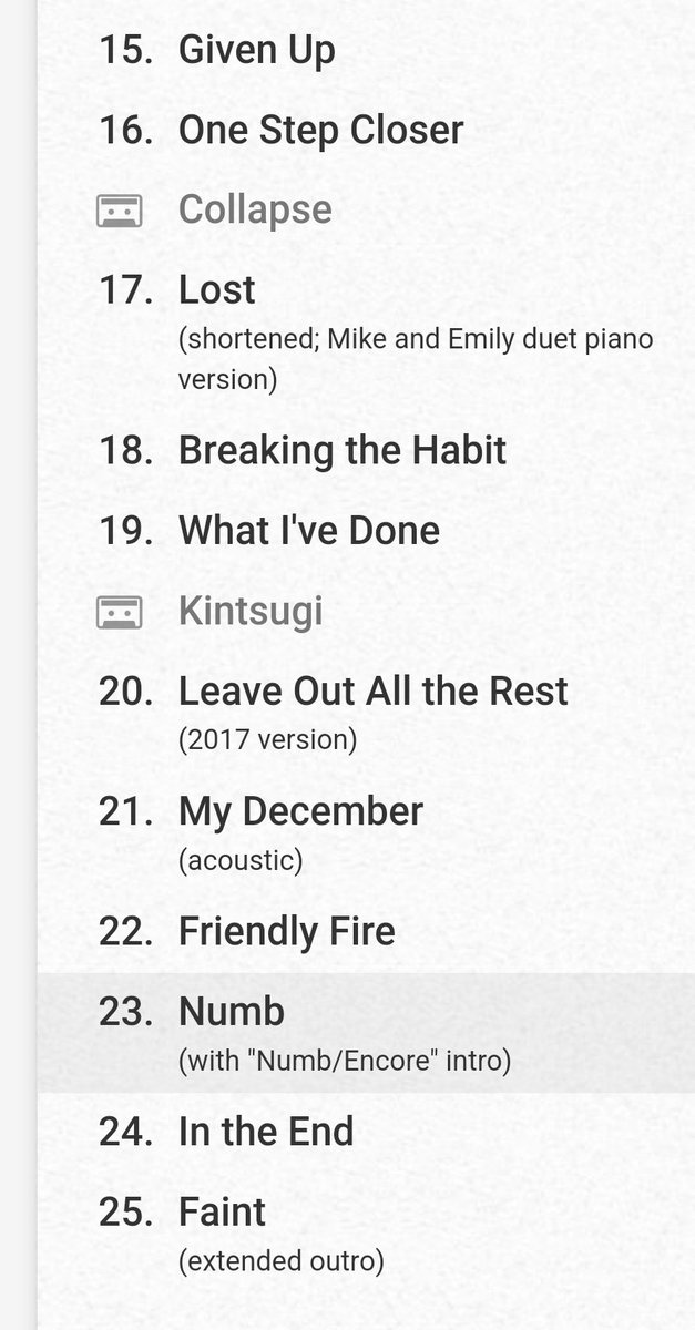 LinkinParkESFan's tweet image. ¡Setlist del concierto de Linkin Park en París!
A destacar, el debut de Over Each Other, con Emily a la guitarra, Lost in the Echo como canción que rota y Bleed It Out con estrofa de A Place For My Head en el puente.
#FromZeroTourSpoilers
