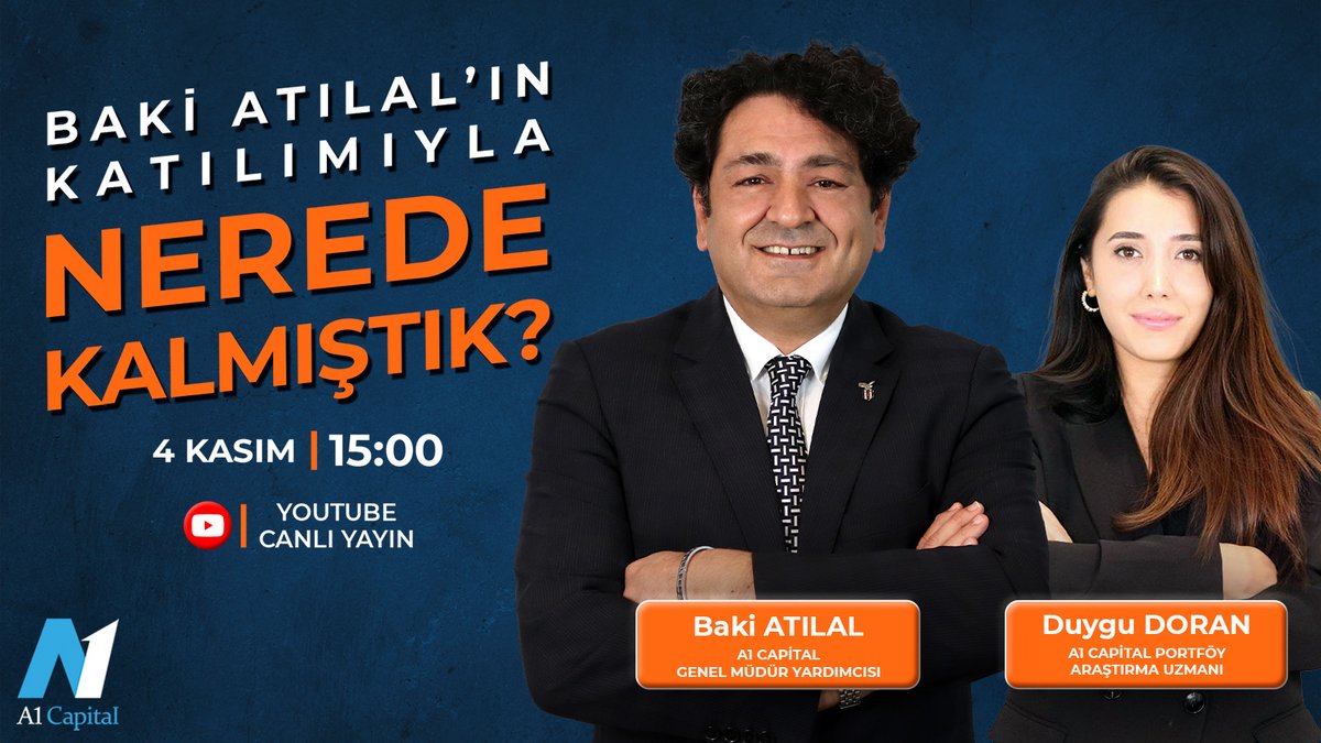 📈 Nerede Kalmıştık? 📉

Para ve sermaye piyasaları ile ilgili son gelişmeleri A1 Capital Araştırma Genel Müdür Yardımcımız <a href="/bakiatilal/">Baki Atılal 🦅🤙</a> ; A1 Capital Portföy Araştırma Uzmanımız <a href="/ddygylmz/">Duygu Doran</a>  moderatörlüğünde yorumluyor.

🗓 4 Kasım
🕒 15:00
📺 A1 Capital Youtube Kanalı

🔗 Yayın