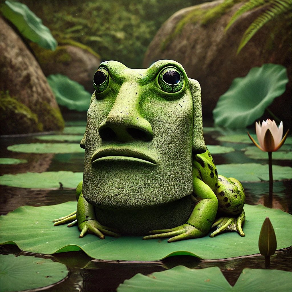 KokoiroLearning's tweet photo. モアイ蛙🗿🐸
#これをみた人は緑の入った画像を貼って https://t.co/gLkrjzPn3o