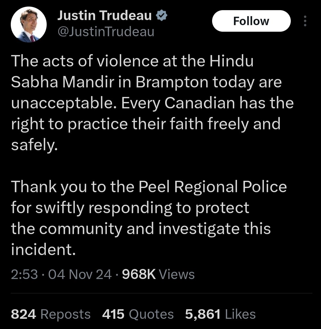amarDgreat's tweet photo. Exclusive: Attack on Brampton Hindu temple by pro-Khalistan mob was pre-planned and state-sponsored,' intel sources 

Hey scumbag, Justin Trudeau 
#ArrestKlownistanis

#BramptonTempleAttack #Canada https://t.co/NawOnDAMeo