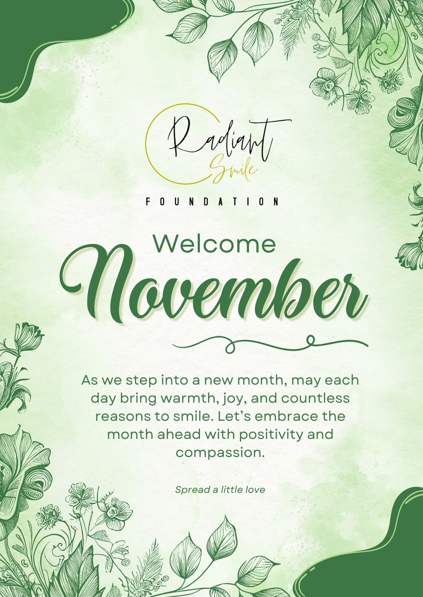 RSF_UG's tweet photo. 🌿 4 days into November, and it’s already filling us with warmth and positivity! 🌿

Let’s continue embracing each day with joy, compassion, and a smile. 💚✨ Here’s to a month of kindness and spreading love together!

#WelcomeNovember #MondayMorningMotivation  #SpreadLove https://t.co/Pu1c6oh3Qq