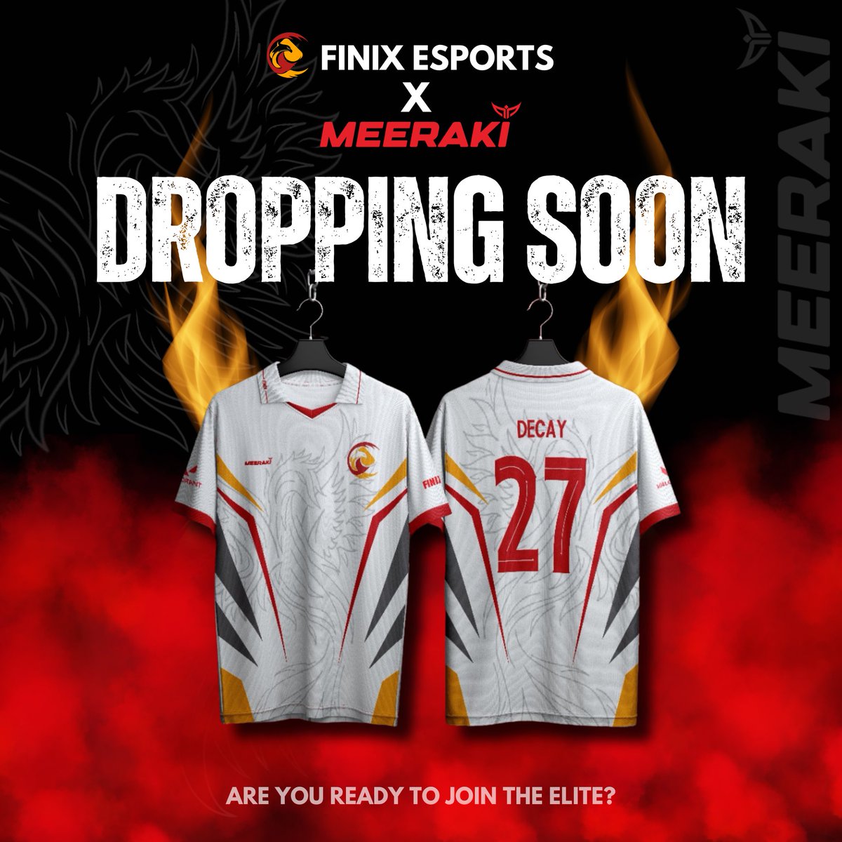 FinixEsportsID's tweet photo. Suit up for the win! Elevate your game with our all-new upcoming jersey in collaboration with Meeraki Apparel. Are you guys ready to join the elite? 

#WhereFlamesForgeLegends🔥 https://t.co/nvPdGZh1Bt