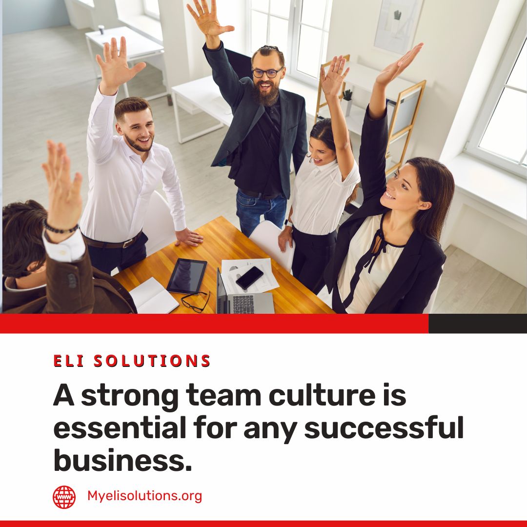 👥 A strong team culture is essential for any successful business. At ELI Solutions, we offer customized training and team-building programs to help your team collaborate, innovate, and thrive. 💪
Let’s create a culture that drives success! 🙌
#TeamBuilding #CompanyCulture