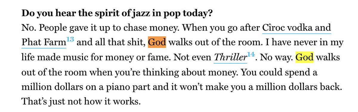 Quincy Jones casually offering the greatest quote I've  ever heard about the act of creation. 

vulture.com/2018/02/quincy…