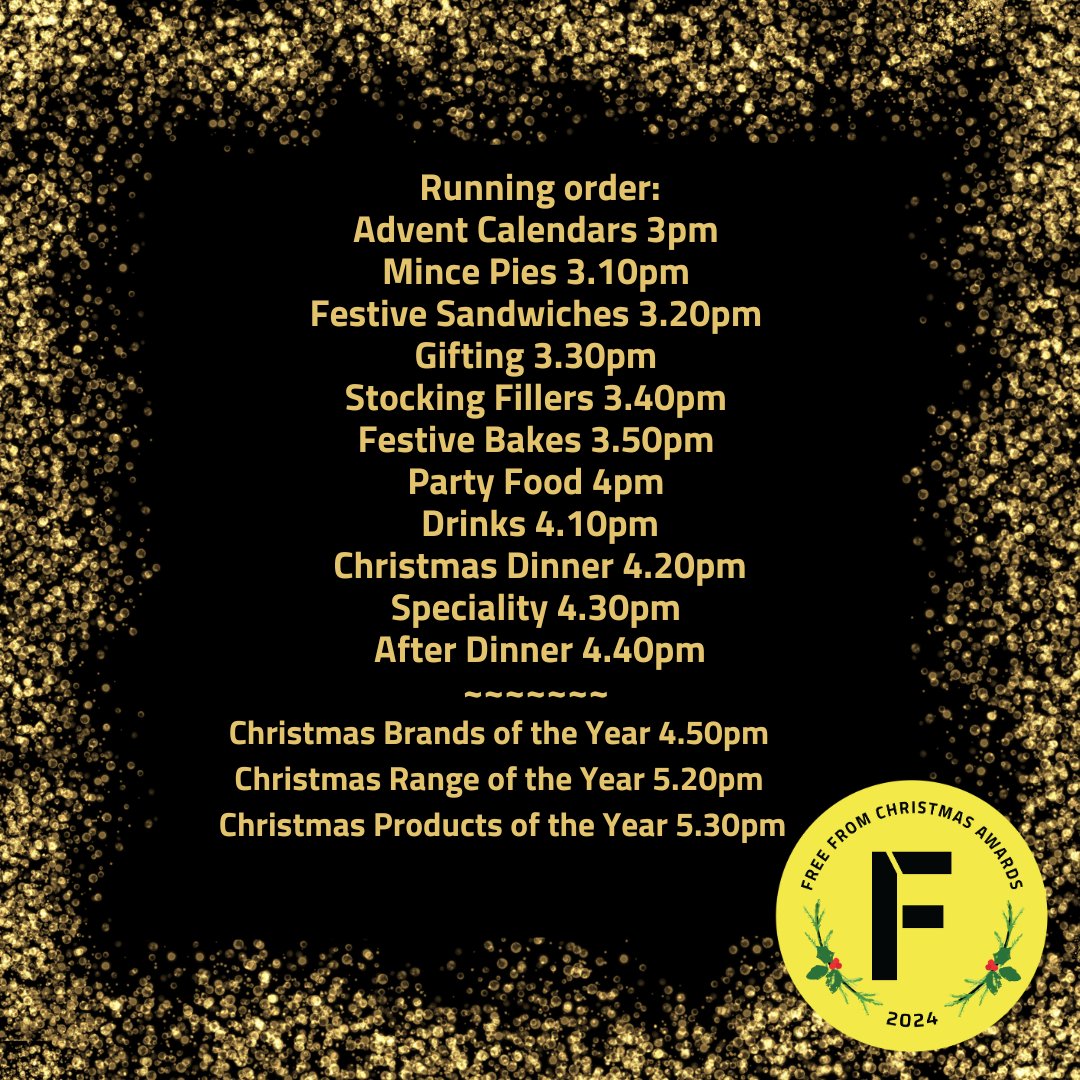 Announcing the medallists of the Christmas Awards 2024 today starting at 3pm!
Full details over on Instagram - highlights here and on LinkedIn
instagram.com/freefromfoodaw…
#freefrom #FFCA24 #Christmas2024 #foodallergies #allergyawareness