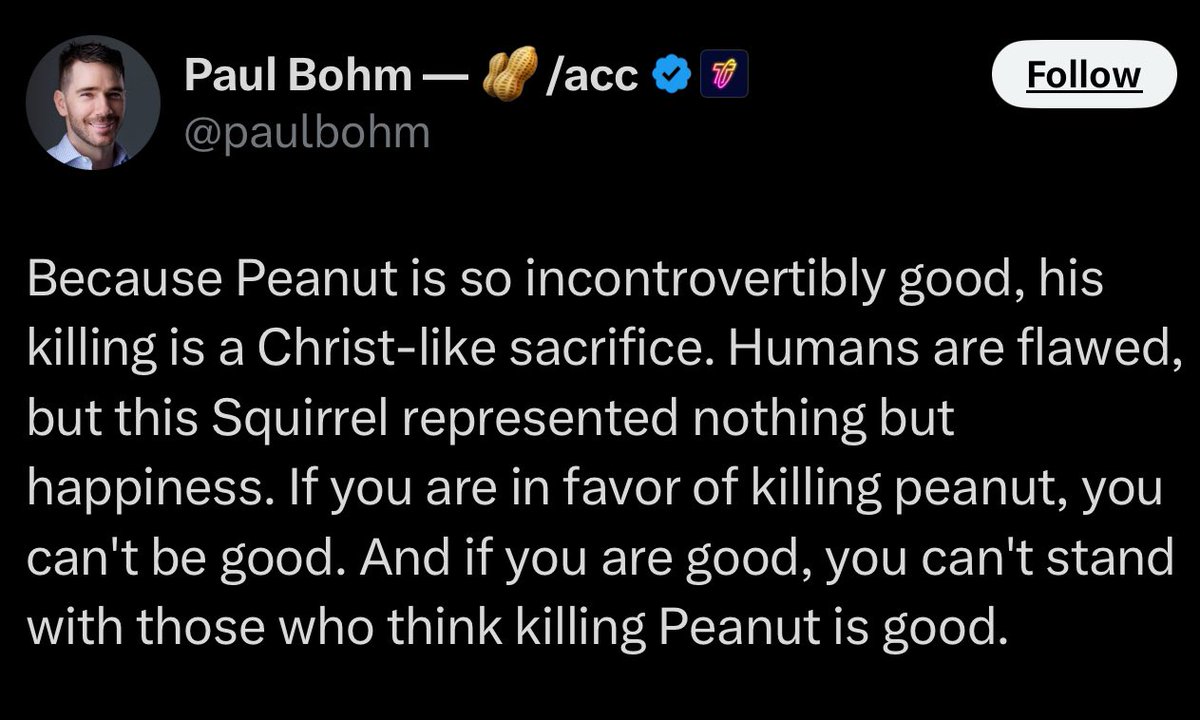 TheWapplehouse's tweet image. “his killing is a Christ-like sacrifice”

It would be so cool if these people had 1/10 the amount of compassion for their fellow humans as they do a squirrel