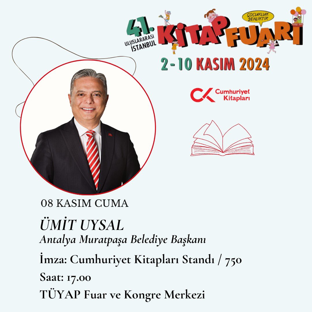 CUMHURİYET YAZARLARI OKURLARIYLA BULUŞUYOR!

41. Uluslararası İstanbul Kitap Fuarı’nda yazarlarımız okurlarıyla buluşmaya devam ediyor.

Tüm okurlarımızı Cumhuriyet Kitapları standına bekliyoruz.