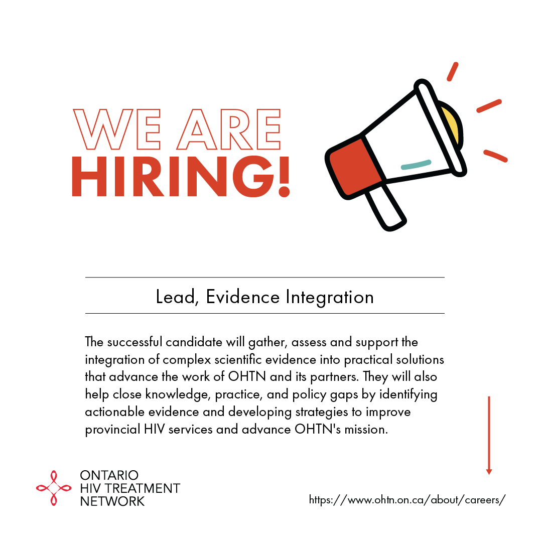 #TheOHTN is hiring! 

The successful candidate will gather, assess and support the integration of complex scientific evidence into practical solutions that advance the work of OHTN and its partners. To learn more, visit our website's career page.

Apply by: November 15, 2024