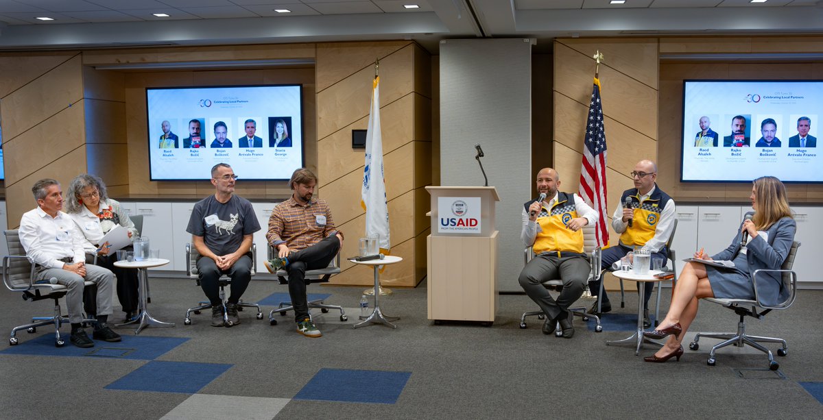 RaedAlSaleh3's tweet photo. Thank you, USAID Office of Transition Initiatives, for the opportunity to join and speak at your 30th-anniversary celebration. It was truly inspiring to be part of a gathering surrounded by remarkable individuals and organizations committed to building hope and resilience in their communities. The White Helmets' journey has shown us that courage, when matched with strong partnerships, can become a lifeline for those facing hardship.

We are grateful for OTI’s support over the years. Our collaboration began with essential search-and-rescue equipment in and grew to include diverse programs, from emergency response and infrastructure rebuilding to community resilience and justice. This partnership is a testament to the impact of empowering local actors to lead their own future, even in the most difficult circumstances. I’m grateful to see how far this vision has come in our work together in Syria.