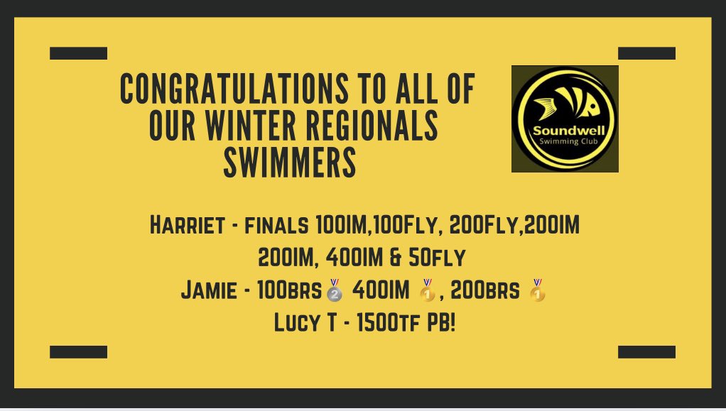 Well done to our 3 swimmers who attended winter regionals. Also a big shout out to the other 15 qualifiers (77 events) we had on club camp!  #hardworkpays