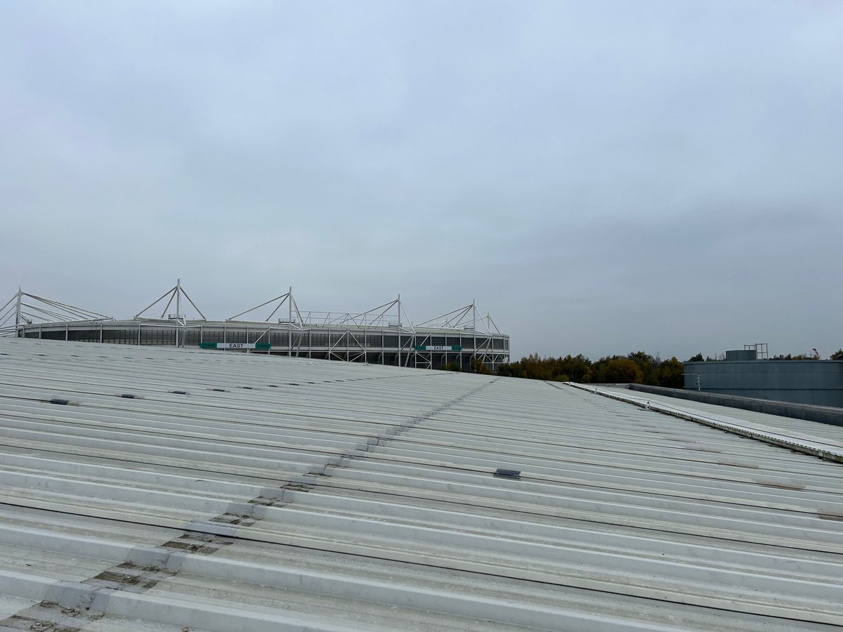Carrying out a roof survey for repairs, at one of our long standing customers Compass Building Services whose unit is next to the Coventry Building Society Arena, home of Coventry City Football Club.

☎️ 020 8938 3498 (London)
or 01451 523 109 (Midlands).