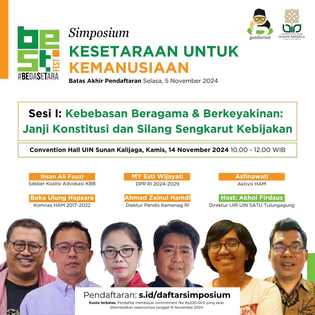 GUSDURians's tweet photo. Siapa yang belum daftar simposium nihh? Hari besok pendaftaran terakhir loh!
#BESTFEST #BedaSetara https://t.co/rO5h2w7bCX