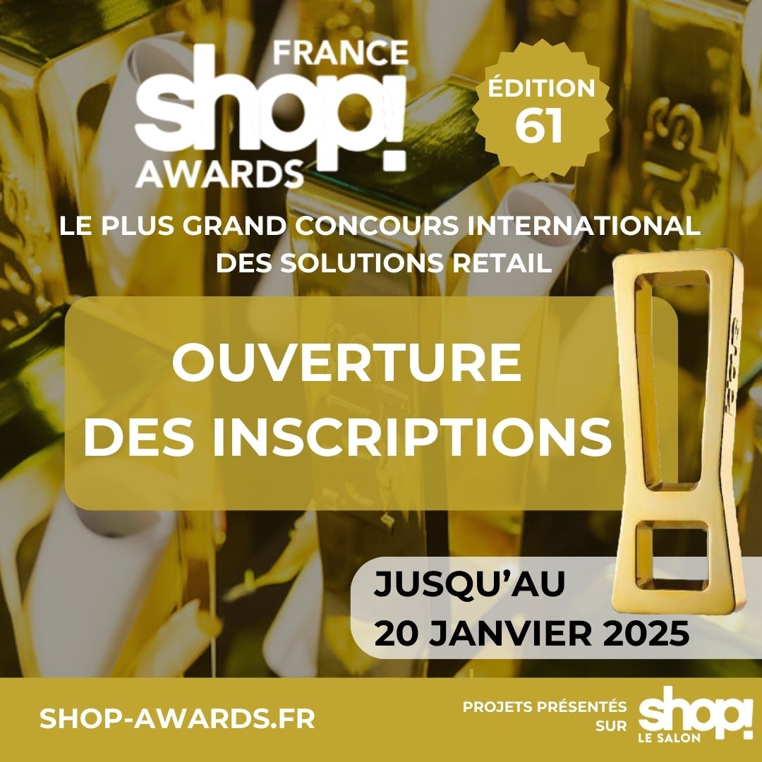📣 Le concours #SHOPawards PARIS 2025 est ouvert !

🏆  Cette 61ème édition en 2025, organisée sur SHOP! Le Salon, récompensera les meilleures réalisations #retail ! 

✅Candidatez dès aujourd'hui ➡ bit.ly/3UCup9X

🎁Remises exclusives pour les exposants #SHOPLeSalon