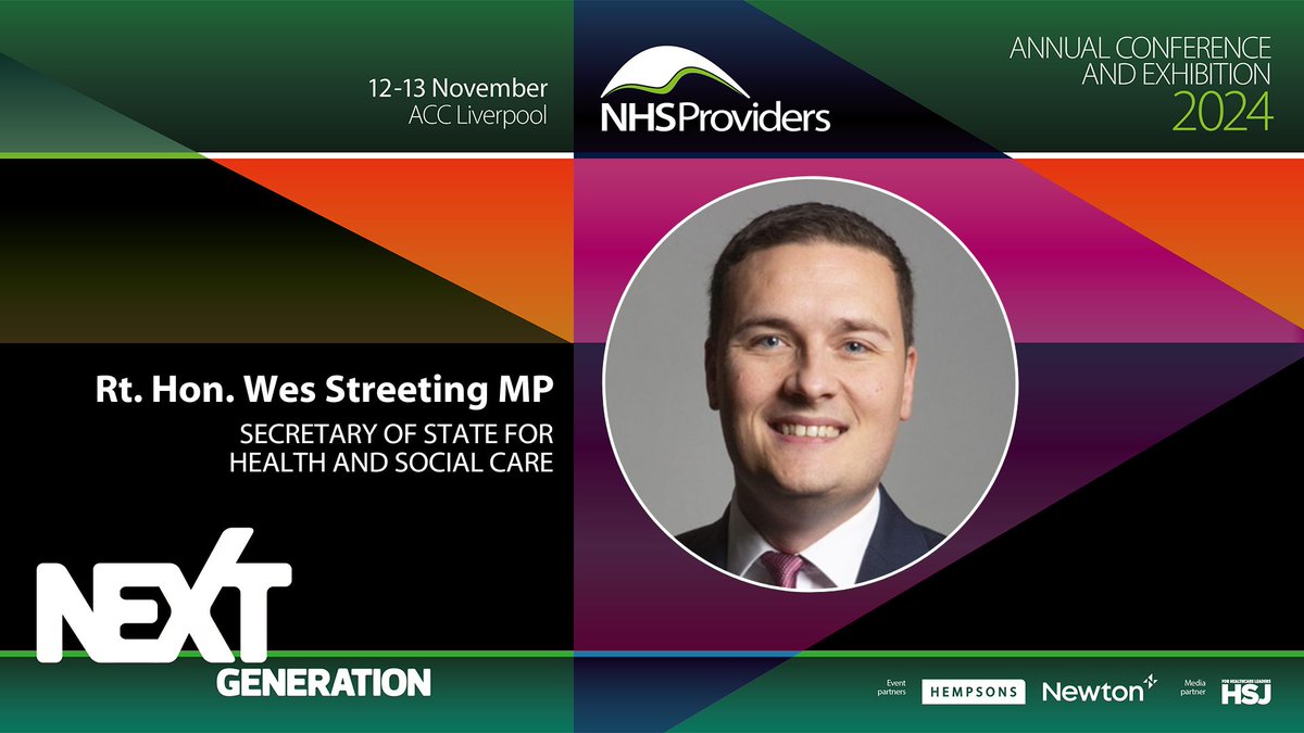 Health Service Journal (@hsjnews) on Twitter photo 🚨Just days until the <a href="/NHSProviders/">NHS Providers</a> Conference 2024 🚨
We're excited to share that the Secretary of State for Health and Social Care will discuss priorities for the #NHS & #10YearHealthPlan.
Visit us at Stand 13—come say hello! 👋
🎟️ Register: bit.ly/3TFcAGu 🚨Just days until the <a href="/NHSProviders/">NHS Providers</a> Conference 2024 🚨
We're excited to share that the Secretary of State for Health and Social Care will discuss priorities for the #NHS & #10YearHealthPlan.
Visit us at Stand 13—come say hello! 👋
🎟️ Register: bit.ly/3TFcAGu