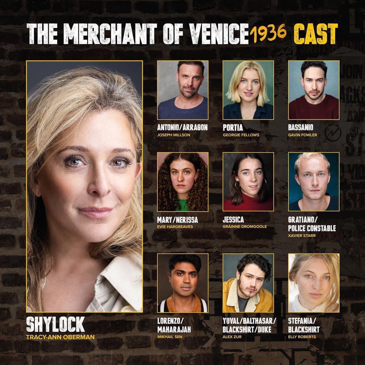 Trafalgar Entertainment (@trafalgarent) on Twitter photo Just announced!🚨The incredible 2024/25 cast for The Merchant of Venice 1936! <a href="/MOV1936/">The Merchant Of Venice 1936</a>
Catch them for 4-weeks only at London’s <a href="/TrafTheatre/">Trafalgar Theatre</a> from 28 Dec, before they head off on a UK tour until April 2025.
🎟️For full tour list and tickets visit:
merchantofvenice1936.co.uk Just announced!🚨The incredible 2024/25 cast for The Merchant of Venice 1936! <a href="/MOV1936/">The Merchant Of Venice 1936</a>
Catch them for 4-weeks only at London’s <a href="/TrafTheatre/">Trafalgar Theatre</a> from 28 Dec, before they head off on a UK tour until April 2025.
🎟️For full tour list and tickets visit:
merchantofvenice1936.co.uk