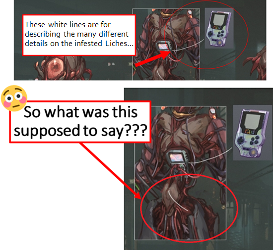br0sine's tweet photo. This was bothering me ever since the latest DevStream...This "detail" never got explained to us 🤨
I KNOW I AM ONTO SOMETHING, WHAT ARE YOU HIDING? @PlayWarframe
@PNxVecToR @DEUS_WF HELP ME OUT OVER HERE!!
#Warframe #Warframe1999 #Warframememes #Onlyne #InfestedLiches https://t.co/juEiYGDTqQ