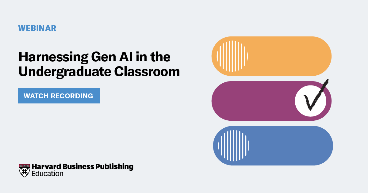 HarvardBizEdu's tweet image. Did you miss the discussion with @michaelaroberto of @BryantUniv on harnessing #GenAI in the #undergrad classroom? 

Watch the recording now: hbsp.harvard.edu/webinars/harne…