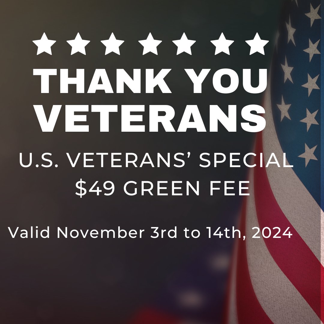 mesadelsolgolf1's tweet image. In honor of Veteran's Day, we're running a U.S. Veterans Golf Special - valid from November 3rd through November 14, 2024.  $49 Greens Fee plus tax.  Call to Book your next tee time at 928-342-1283.
#mesadelsol #yumagolf #veteransday
