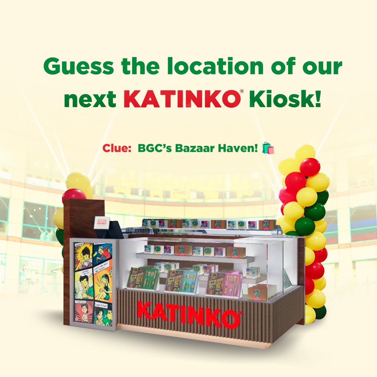 Ka-team! Guess where our next Katinko kiosk is opening!

Clue: BGC’s Bazaar Haven!

Comment your guesses below — let’s see who gets it right! 👀 

---
Want Katinko freebies? Don’t miss out—join Katinko Community (official group) for exclusive perks! facebook.com/groups/katinko…