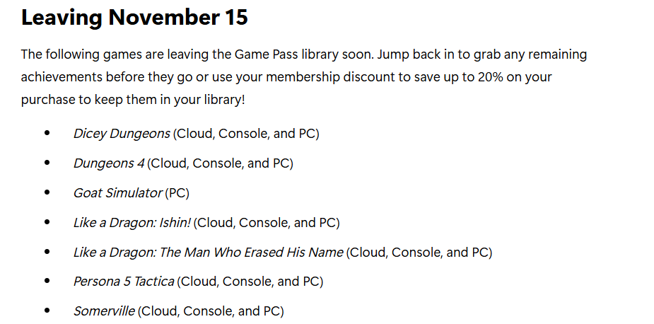 Wario64's tweet photo. Coming soon to Game Pass https://t.co/GXpu4Mdozj

11/5
-Metal Slug Tactics

11/6
-Go Mecha Ball
-Harold Halibut
-The Rewinder 
-Turnip Boy Robs a Bank

11/7
-Goat Simulator Remastered

11/19
-Microsoft Flight Simulator 2024 https://t.co/P02UCUymuV