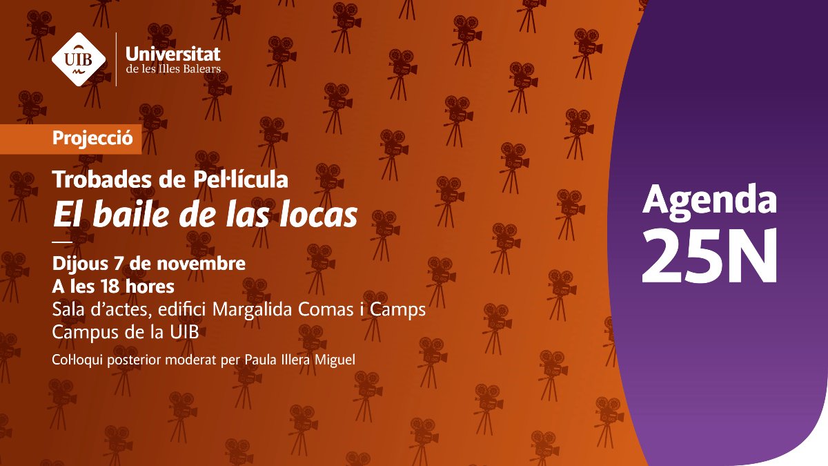 FUEIB (@fueib) on Twitter photo Tens una cita amb el cine social, amb la projecció de la pel·lícula El baile de las locas, seguida d’un espai de debat sobre les injustícies històriques cap a les dones en institucions psiquiàtriques.
Tota la informació: bit.ly/3AucLhz
<a href="/UIBuniversitat/">Universitat de les Illes Balears - UIB</a> Tens una cita amb el cine social, amb la projecció de la pel·lícula El baile de las locas, seguida d’un espai de debat sobre les injustícies històriques cap a les dones en institucions psiquiàtriques.
Tota la informació: bit.ly/3AucLhz
<a href="/UIBuniversitat/">Universitat de les Illes Balears - UIB</a>