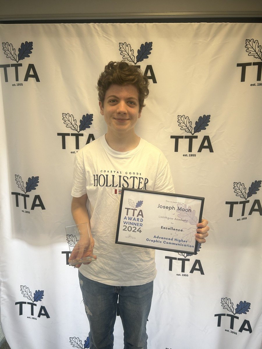 Well done to our senior pupil who was awarded the prize for Advanced Higher Graphic Communication at the Scottish Technology Teachers Association conference on Saturday. He received the subject's top mark in Scotland at the recent SQA examinations.