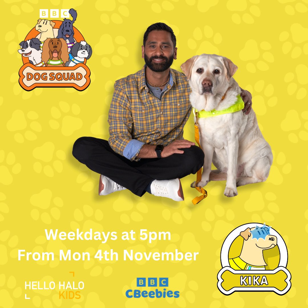 Mission Alert: Dog Squad is back! 

Get ready to embark on some pawsome adventures - today at 5 PM on <a href="/CBeebiesHQ/">CBeebies Grown-Ups 🎉</a> &amp; catchup up on <a href="/BBCiPlayer/">BBC iPlayer</a>. 

Tune in and let’s get mission ready - ears up, waggy tail, super sight… On! 

#DogSquad <a href="/Kika_GuideDog/">Kika & Quark</a>