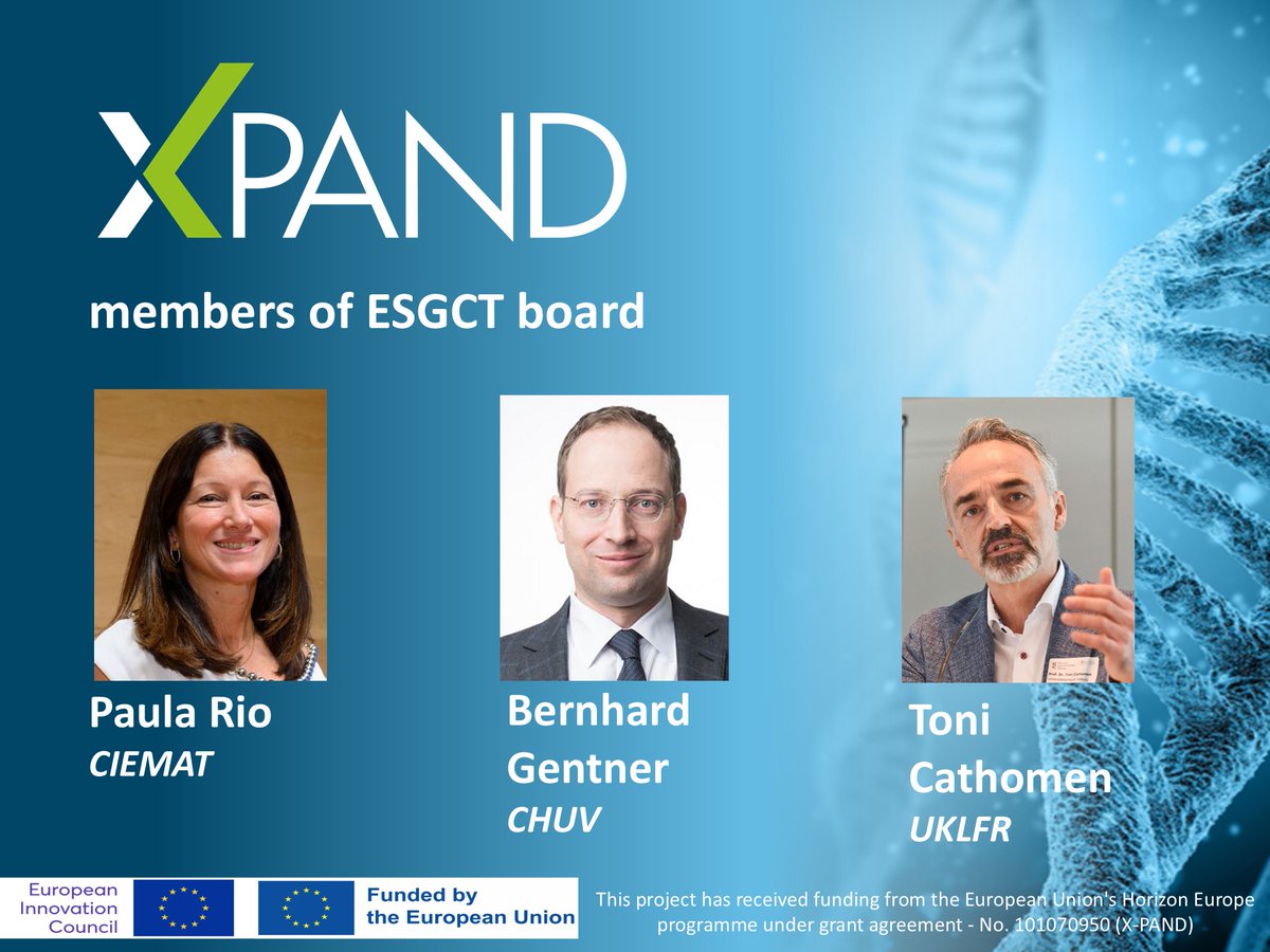 🚀 Exciting news from <a href="/ESGCT/">ESGCT</a> 2024

👏Thrilled to share that X-PAND partners <a href="/PauFerrol/">Paula Río</a> and #BernhardGentner have joined the Board of the ESGCT! 
They join #ToniCathomen, making an amazing team to drive #genetherapy &amp; #celltherapy forward.

Discover X-PAND👉xpand-project.eu