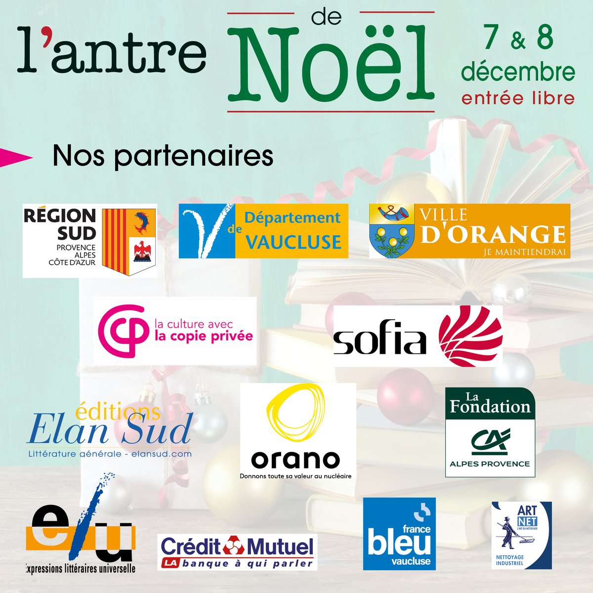 Elan Sud sera à l'antre des livres avec ses auteurs.
Sans ces aides extérieures, pas de Salon…
Merci à tous ceux qui rendent possible cette manifestation !
#editionindependante #salondulivre  #Dedicaces #auteur #litterature #litteraturejeunesse #livre #books <a href="/OranoMelox/">Orano Melox</a>
