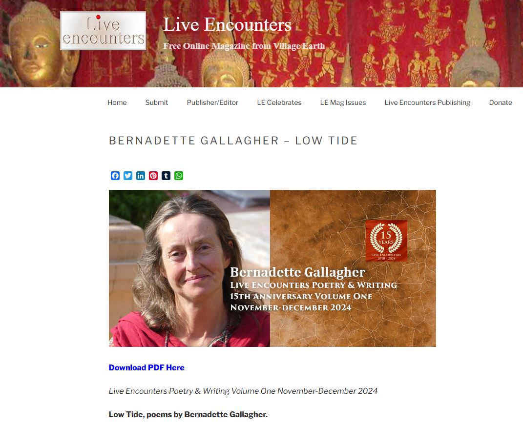 Poems and other words: Three Poems in Live Encounters Winter 2024 
Poetry &amp; Writing Vol 1

Thanks to <a href="/marculyseas/">Mark Ulyseas</a> 

bernadettegallagher.blogspot.com/2024/11/three-…

#poetry 
#writing 
#Ireland #Indonesia #Bali 
<a href="/poetryireland/">Poetry Ireland / Éigse Éireann</a> 

Donate...liveencounters.net/01-make-a-dona…