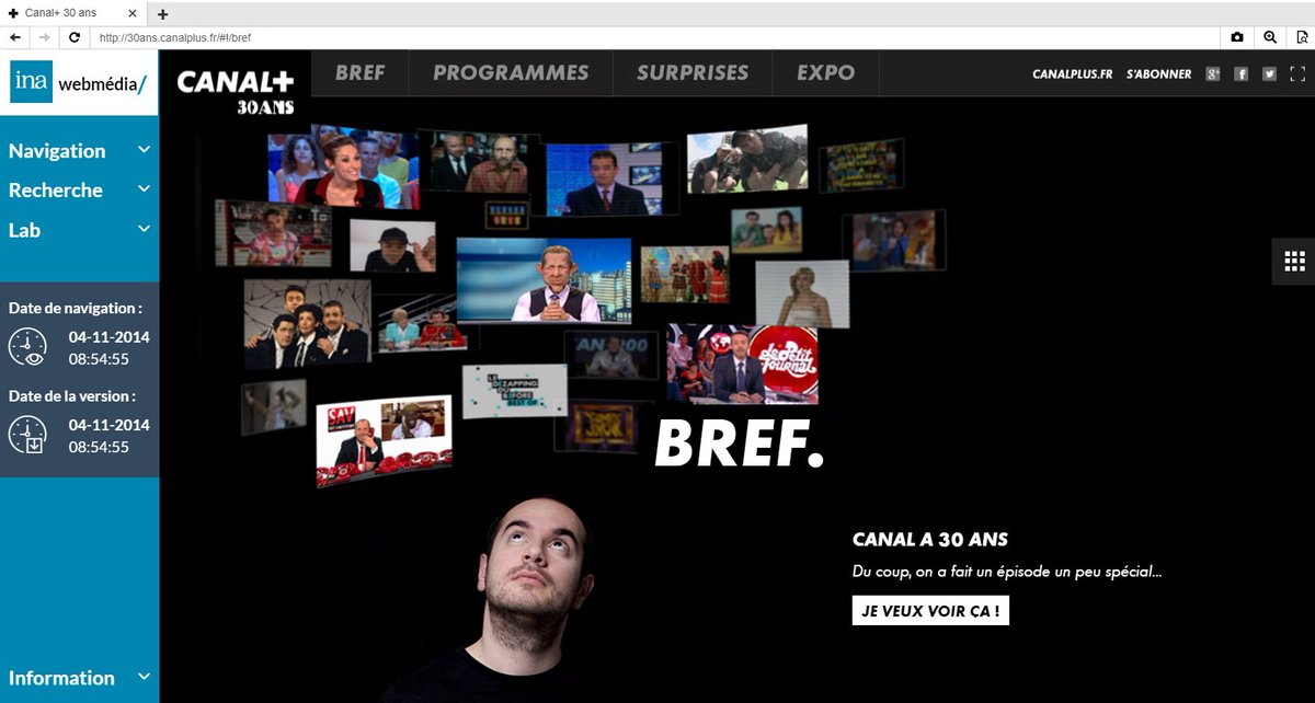 inadlweb's tweet photo. Joyeux anniversaire @canalplus ! 🎂Un aperçu de nos #archivesweb à explorer à l'@Inatheque1 #40ansCanal https://t.co/Jzj7YWVZjp