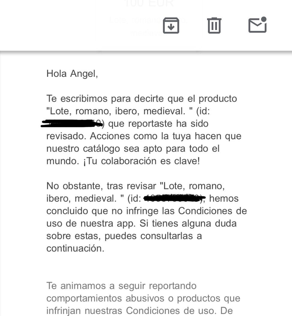 soy_angelmora's tweet photo. Hola @wallapop he denunciado varios artículos a la venta relativos a objetos históricos y arqueológicos de dudosa procedencia y con altas sospechas de que puedan venir de expolio (delito penado). La respuesta que he recibido es que no infringen las condiciones. Seguro que es así? https://t.co/o0hIlpAivi