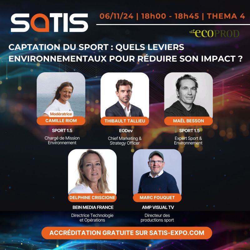 Captation audiovisuelle du sport : quels leviers environnementaux pour réduire son impact ? 
Ravi de présenter nos travaux avec Ecoprod ce mercredi 6 octobre 18h au Satis