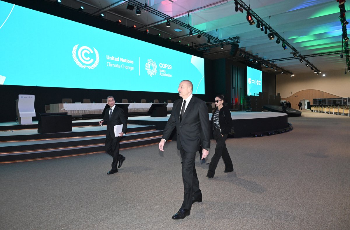 presidentaz's tweet photo. President Ilham Aliyev reviewed facilities created for COP29 at the Baku Olympic Stadium area.

https://t.co/nS8s7wOrey

#COP29 #COP29Azerbaijan https://t.co/4CdRpnSvkz