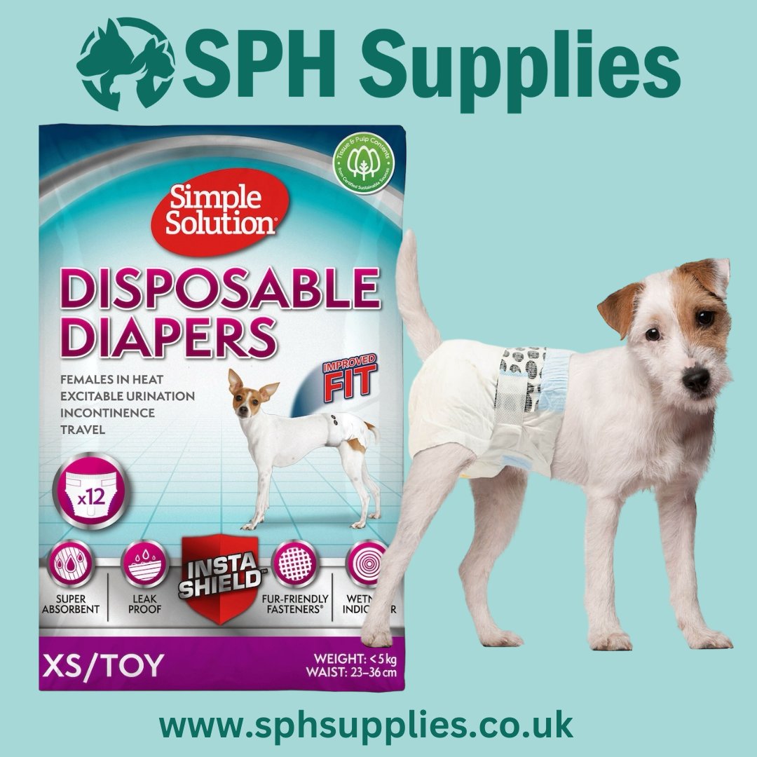 Simple Solutions Doggy Diapers are designed to make life more comfortable for both you and your pet. If incontinence is a problem these doggy diapers are the answer.
Available in sizes XS - XXL 
sphsupplies.co.uk/shop/dogs-15/d… #dognappies #dogdiapers #petcare #petsupplies
